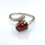 Women Jewelry 925 Silver 7mmx9mm Oval Dome Red Cubic Zirconia Ring(R42)