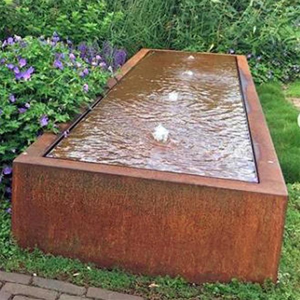 Modern Ornaments Corten Steel Water Feature 1200*400*1200mm commercial water