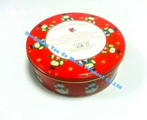 China Cylinder Cookie Tin Container Vintage Tin Canisters Holiday Christmas Tin Boxes factory