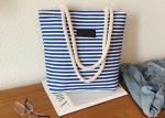 Women's Canvas Shopping Bags Blue / Red / Black Striped With Rope Handles