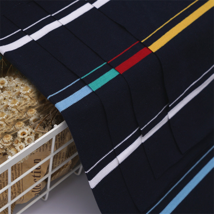 Comfortable Moisture-Wicking Breathable Durable Striped Material Fabric For Polo Shirt