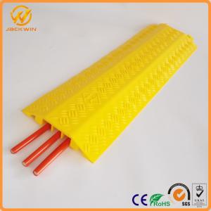 China Yellow PVC Body 3 Channel Cable Guard Ramp / Cable Cross / Cable Cord Protector factory