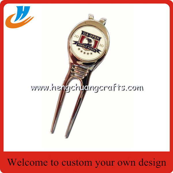 New design custom golf accessory enamel pin golf badge fork with custom logo