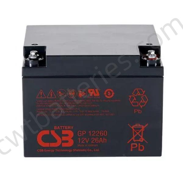 CSB GP12260 Sealed Lead Acid Battery 12V 26Ah GP Series Rechargeable VRLA