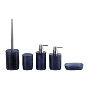 China Round Shape Blue Glass Bathroom Accessories Set with Crazy Circle Soap Dispenser factory