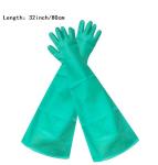 Long Cuff Green Nitrile Chemical Resistant Gloves 80cm Dry Glove Box Cleaning
