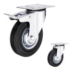 264lbs Capacity Rigid Rubber Casters 200mm Black Wheel Standard