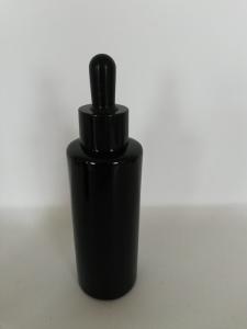 China OEM Available Black Cosmetic Bottles With Black Dropper Silkcreen Printing factory