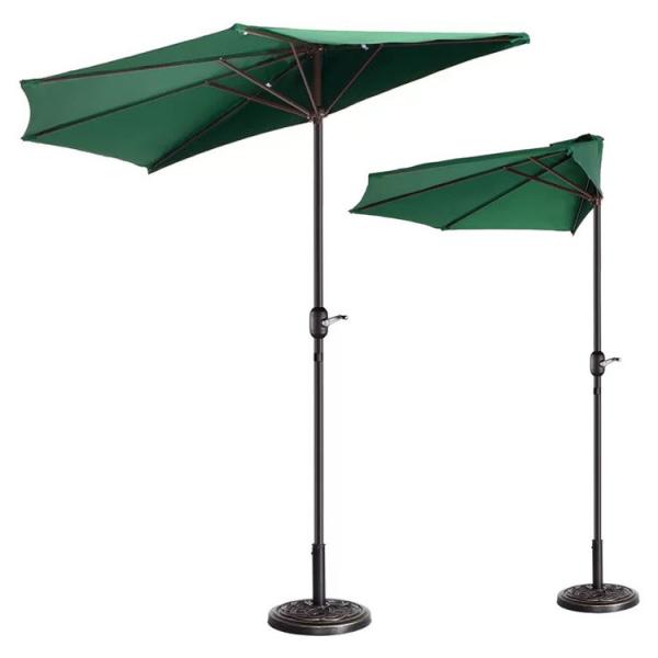 Bistro Outdoor Garden Patio Hand Crank Lift Umbrella 9*4.5*7.87 FT Half Round