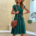 New European and American Skirt Summer Vacation Women′s Lace up Solid Color