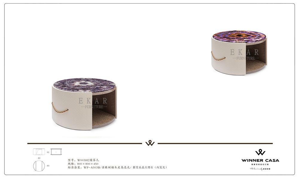 Marble Top Modern Luxury Living Room Furniture Round Coffee Table W005H2
