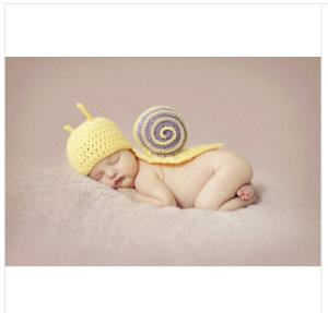 China yellow snail baby hat cap Baby Photography Prop Crochet Hats beanie set factory