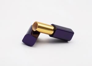 China Rhombus Shape Aluminum Empty Lipstick Container Tube Magnetic Dark Blue Cosmetic factory