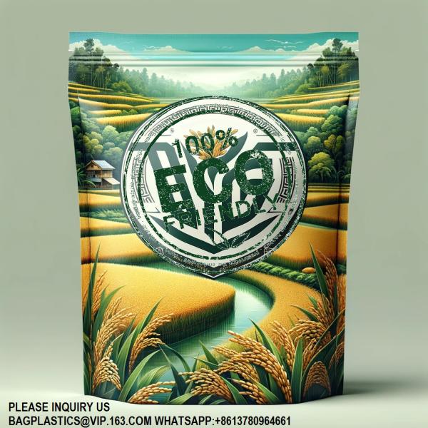 Custom 10kg 5KG Package Flat Bottom Rice Bag 10l Stand Up Rice Bag With Handy