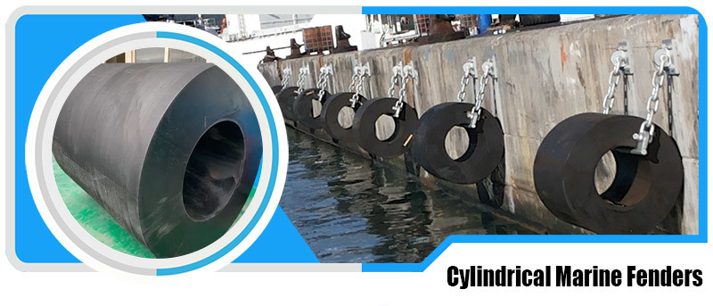 750×1800mm Cylindrical Marine Fenders Smooth Surface Long Term Use Shock Resistant