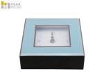 Blue Glass Mirror Clock , Personalised Glass Clock Silk Screen / Offset Print