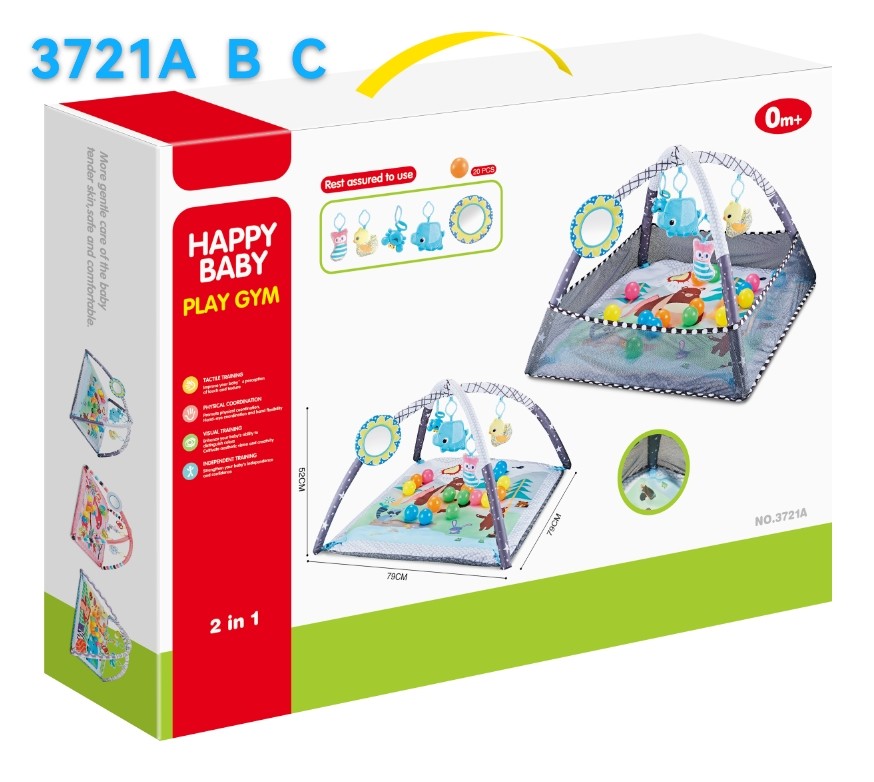Baby Play Gym Mat with Ball Pit Activity Gym Center Tummy Time Mat Thickened Mat Sensory Exploration Motor Skill Develop