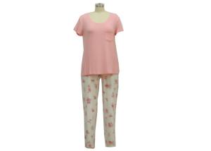 China Fancy Ladies Summer Pyjamas , Women'S Cotton Knit Pajama Sets With Chest Pocket factory