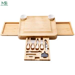 China Bamboo Cheese Board With Slide Out knife Drawer factory