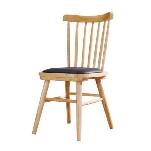 China Pu Leather Ash Wooden Frame High Back European Upholstered Dining Chair factory