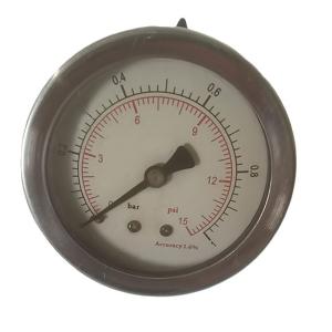 China 2-1/2&quot; Liquid filled Pressure Gauge,bayonet, 0-230 psi/bar, 1/4 NPT back mount, stainless steel case and brass internal factory