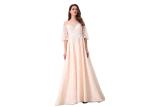 O Neck Half Sleeve Evening Dresses / Royal Prom Party Dress For Dinner