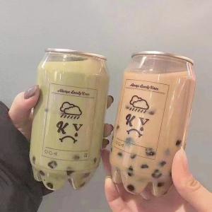 China 330ml Plastic Beverage Bottles Cans For Boba Tea High Clarity Durability factory