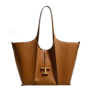 China Commuter Ladies Tote Handbag 30cm Brown Leather Tote Purse factory