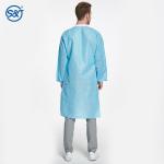 SMS Disposable Lab Coat Nonwoven Three Layers Knitted Collar and Cuffs Snap on