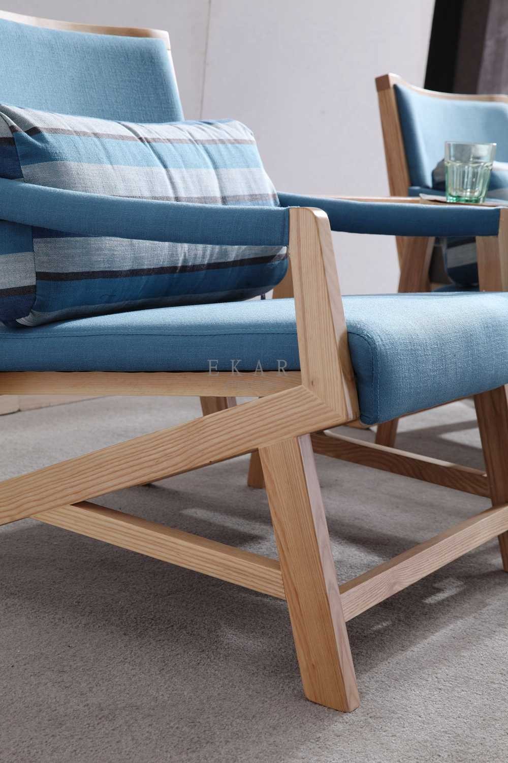 Ash Solid Wood Fabric Leisure Chair Living Room