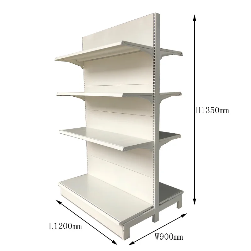 Factory Custom size color White double-sided metalicas para local gondola shelf
