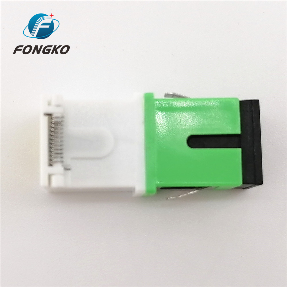 Singlemode Fiber Adapter White Green Shell SC/APC Auto Shutter Adapter with Metal Shrapnel and Temperature Stability ≤0.20dB