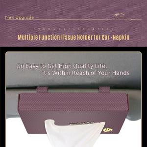 China Sun visor tissue holder PU leather tissue holder for napkin storage bag with tissue paper rain coat trash bag factory