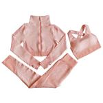 Zipper Crop Top Women 2 Piece Activewear Set High Waist Seamless Yoga Leggings