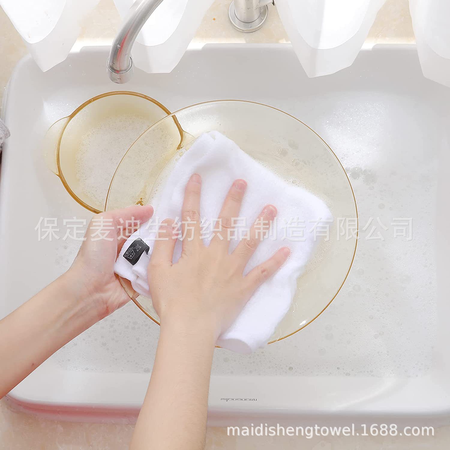 Home OEM Acceptable Easy-to-Clean Kitchen Towel Set with Hook and Waffle Square Design