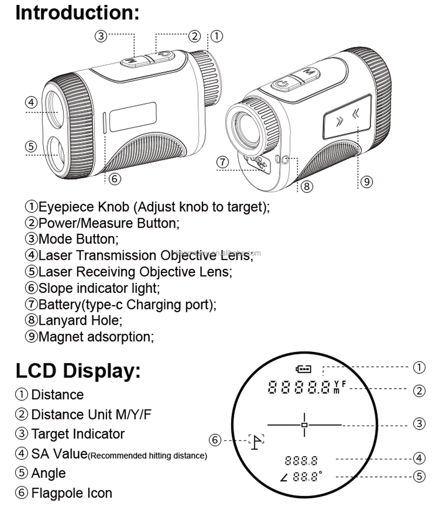 ODM 600m Professional Golf Slope Scope Laser Distance Meter Telescope Industrial Grade Golf Laser Rangefinders Binoculars