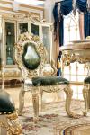 Upholstered Luxury Carved Green Leather Dining Chair LF-339