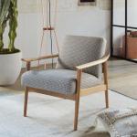 Hotel Specific Living Room Chair in Modern Design with Leather Armrest and