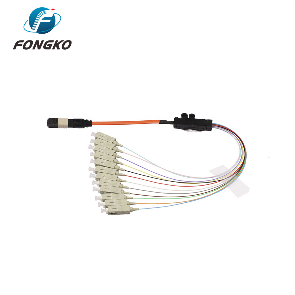 MPO-12 To SC LC Break Out Pigtail Patch Cord Fiber Optic FanOut Cable