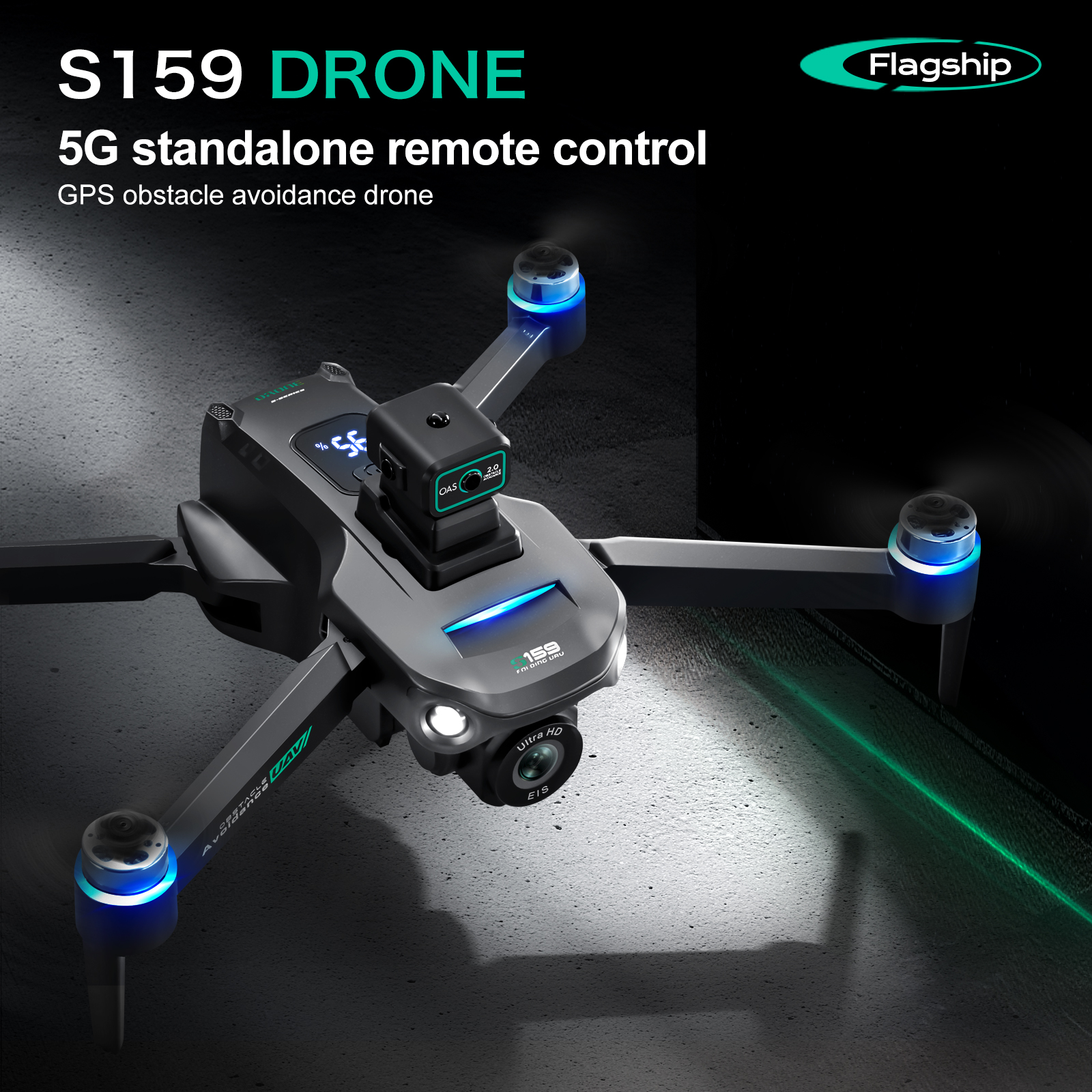 Plastic S159 5g Wifi Fpv Gps Quadcopter Drone 4khd Dual Cameras 25 Minute Endurance Obstacle Avoidance Led Large Screen Remote Rc Drone