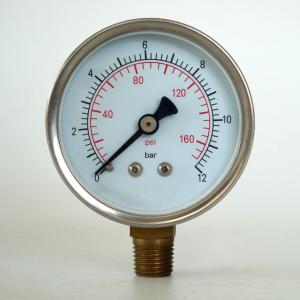 China 63mm Stainless Steel Pressure Gauge 12 Bar 160 Psi Dual Scale Brass Internals Manometer factory