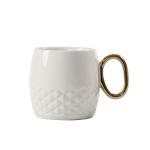 Funny Pineapple Shape Ceramic Coffee Mugs Porcelain Black White With Gold Handle