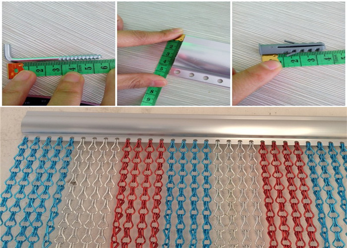 Colorful Home Anodized Chain Link Door Curtain Decorative Metal Mesh 12mm Hole