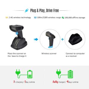 2D QR Code Wireless Barcode Scanner IP54 For Windows Mac IOS Android