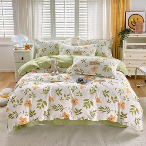Reactive Printing Simple Flower Pattern Polyester Bedding Set for Luxury Bed