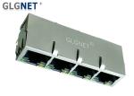 1 x 4 Ports Magnetic RJ45 Modular Jack Tab Down With Green Yellow LED