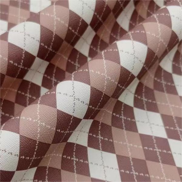 Handbag Custom Printed Patterned Faux Leather Fabric PVC Geometric Diamond