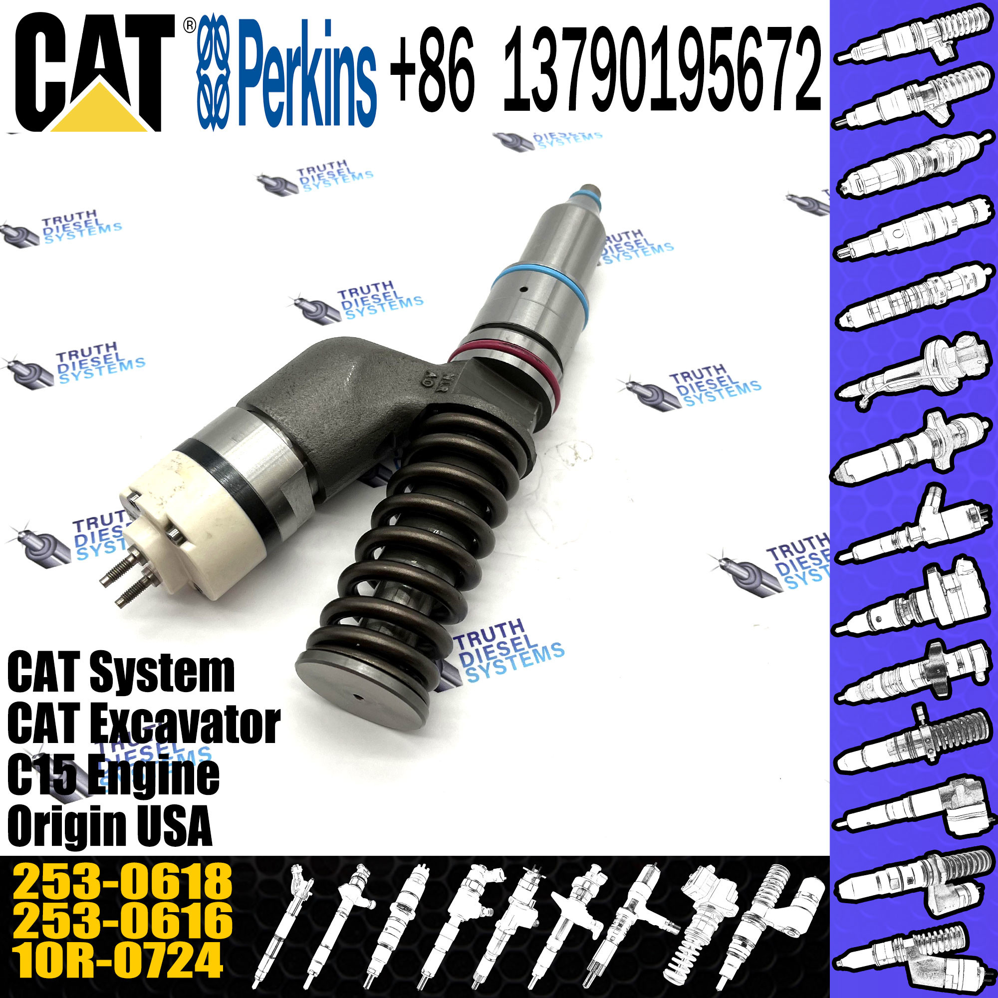 Excavator Accessories Caterpillar Fuel Injector 2530618 Diesel Motor Parts