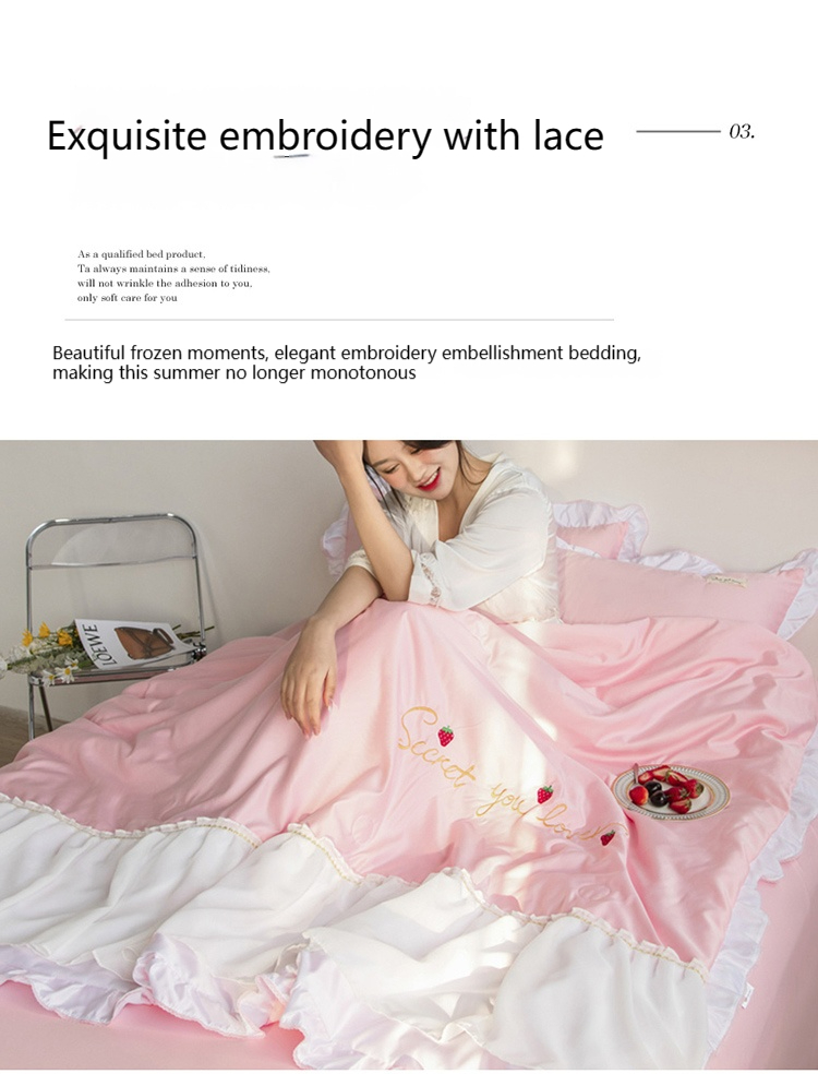Luxury Embroidery Washed Silk Bedding Set Quilt Filled Soft and Breathable Bed Sheet 2024