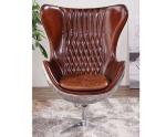 Aluminium Brass Vintage Leather Aviator Egg Chair Fiberglass Inner Frame